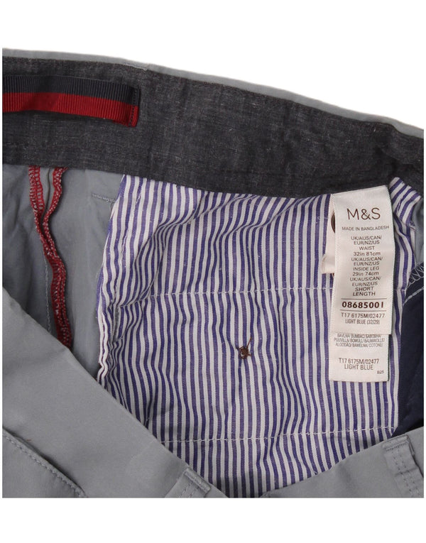 Calça masculina de terno reto Marks & Spencer W32 L29 algodão azul