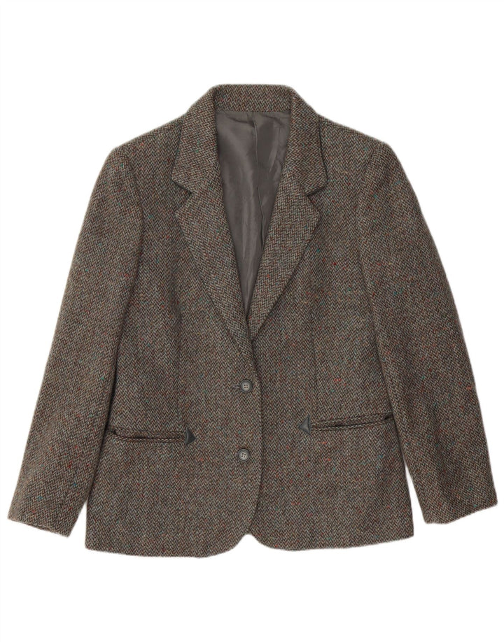 LANIFICO CAMPORE Jaqueta blazer feminina de 2 botões IT 44 Marrom Médio Chevron