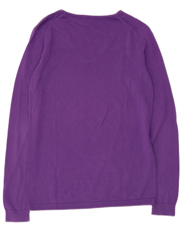 Suéter feminino Lacoste com decote em V tamanho 40 algodão roxo médio