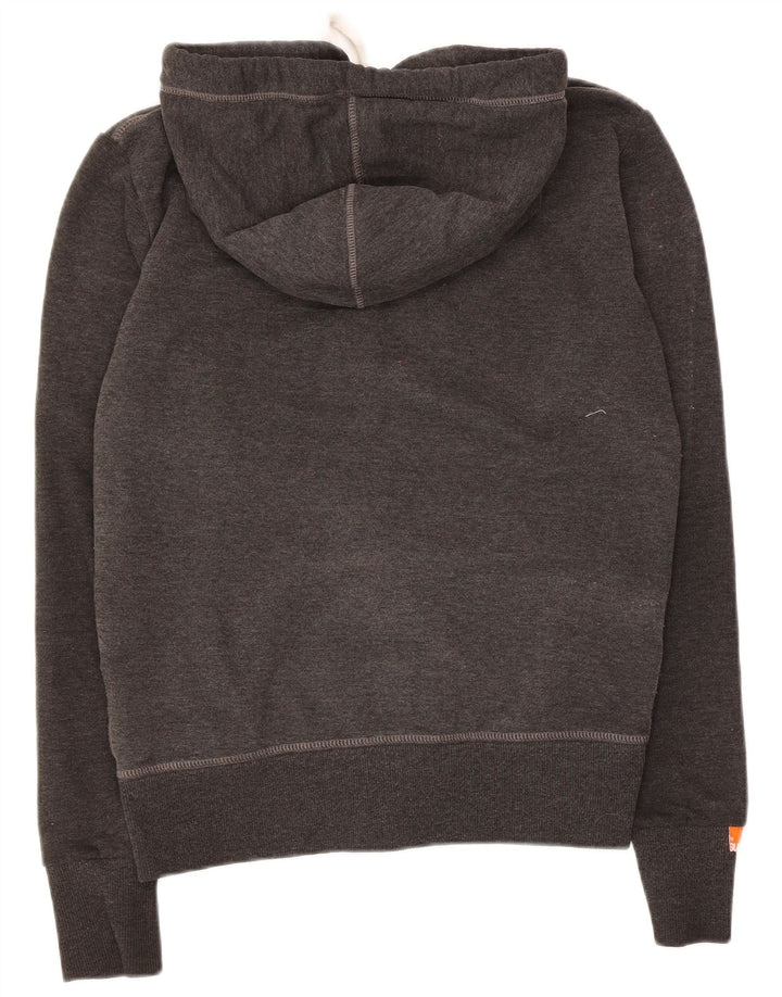 Suéter masculino Superdry com capuz e zíper pequeno algodão cinza