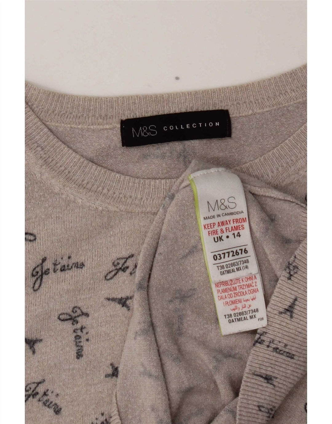 Suéter feminino Marks & Spencer com gola canoa e gola redonda Reino Unido 14 cinza médio