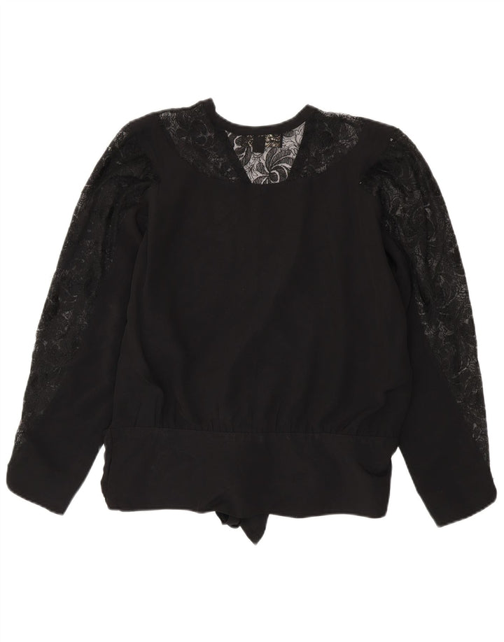 Blusa Feminina Superior Manga Longa Top EU 40 Viscose Preta Média