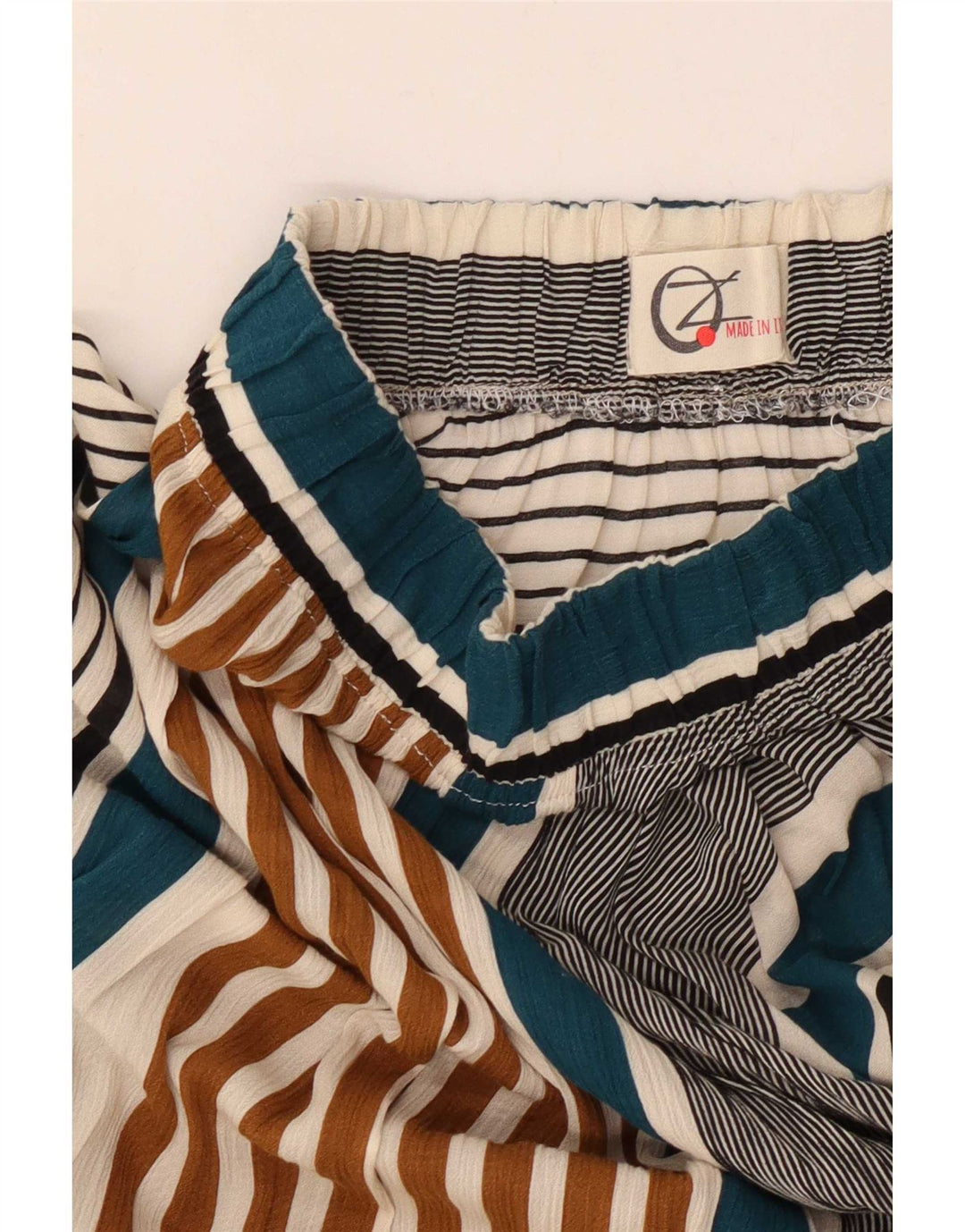 Saia bolha assimétrica feminina vintage W28 listrada média multicolorida
