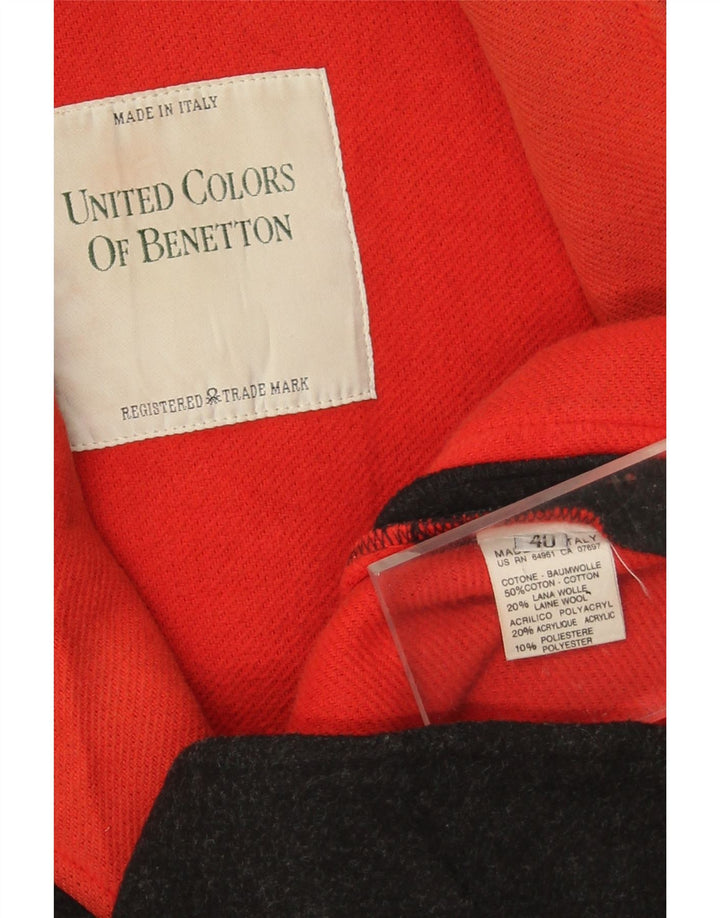 Jaqueta blazer feminina de grandes dimensões com 3 botões Benetton IT 40 pequena preta
