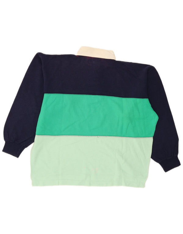 Moletom masculino vintage com gola polo grande bloco colorido multicolorido