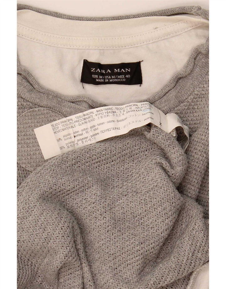 Camiseta masculina Zara Top cinza médio algodão