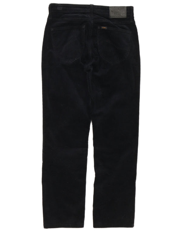 Calça feminina Lee Marion reta de veludo cotelê W27 L27 algodão preto