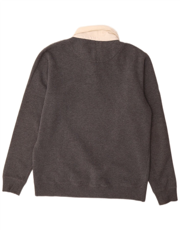 Suéter masculino Superdry com gola polo grande algodão cinza