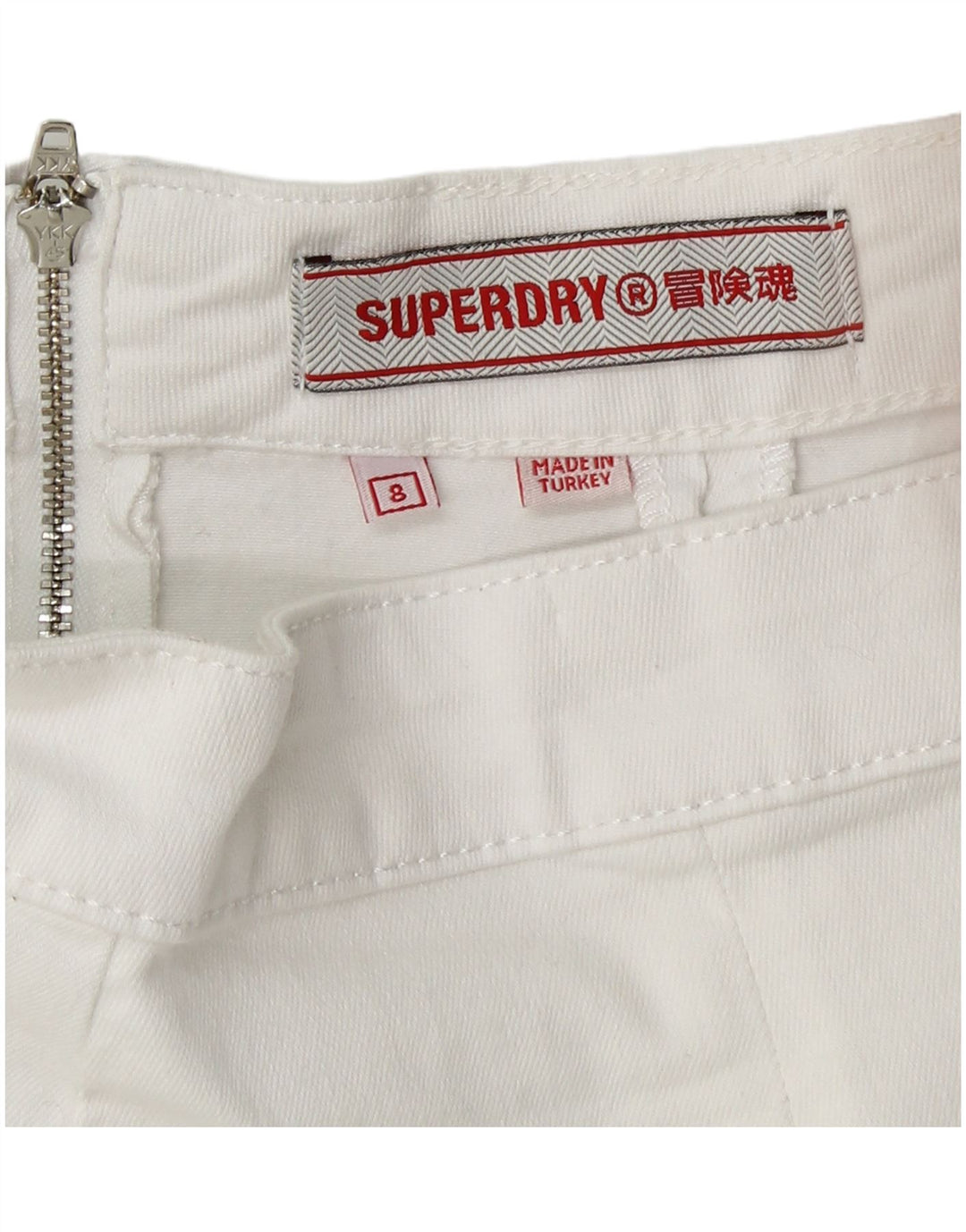 Mini saia feminina SUPERDRY Reino Unido 8 pequena W26 algodão branco