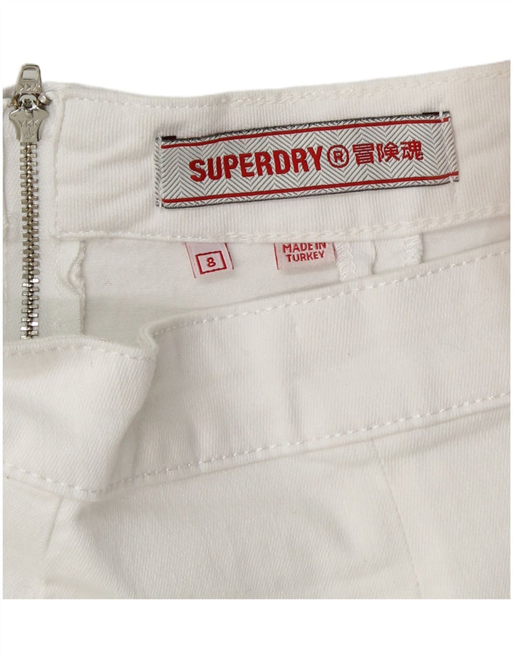 Mini saia feminina SUPERDRY Reino Unido 8 pequena W26 algodão branco