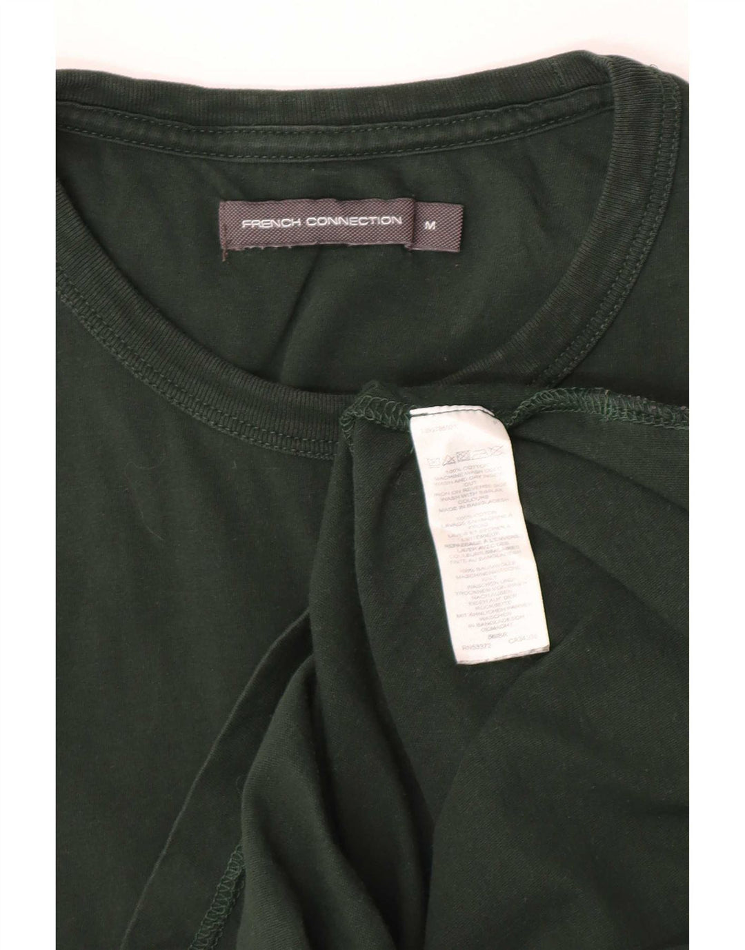 Camiseta feminina French Connection Top UK 12 algodão verde médio