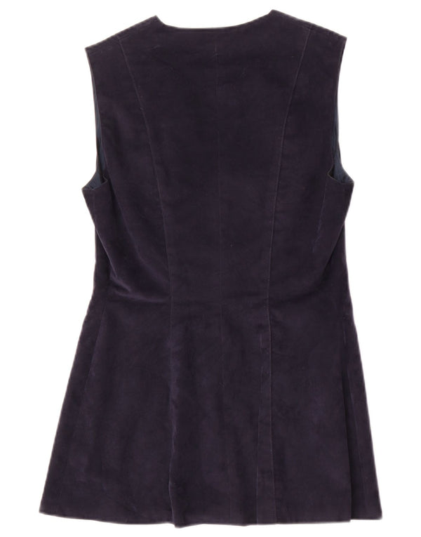 Colete Longline Feminino Vintage UK 10 Pequeno Azul Marinho