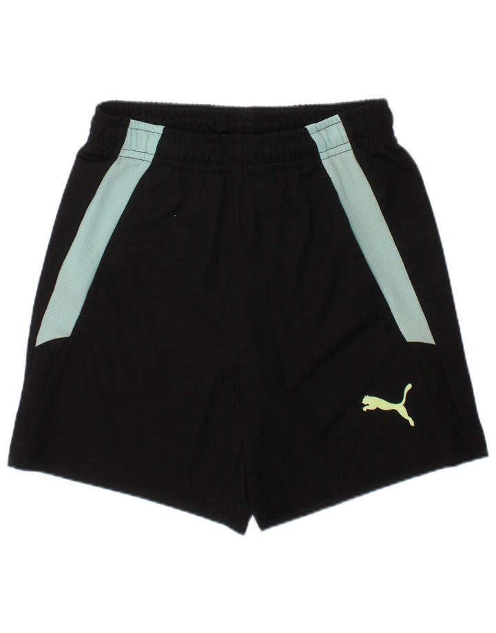Shorts esportivos PUMA para meninos 7-8 anos preto colorblock poliéster