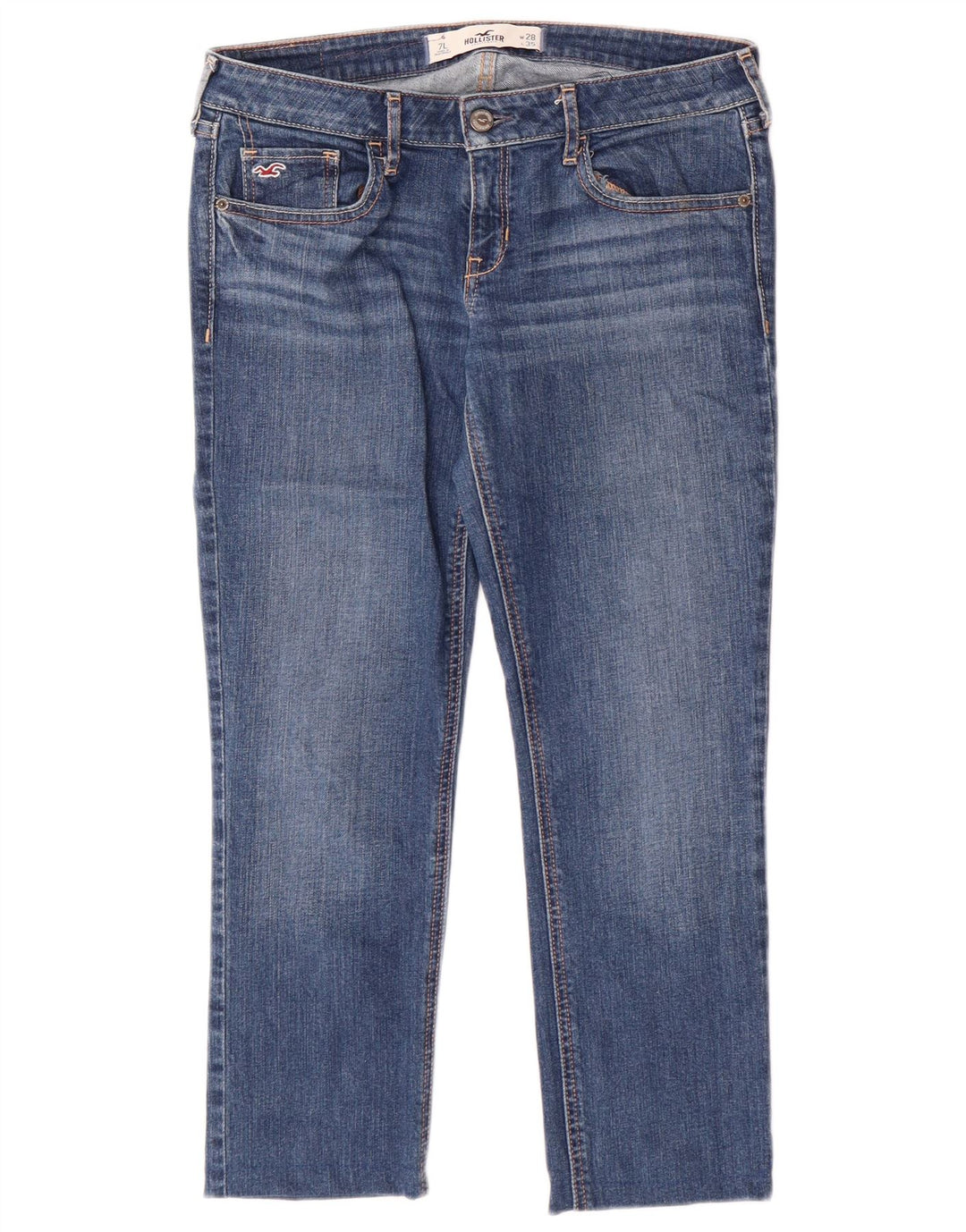 Calça jeans feminina Hollister US 7 médio W28 L24 azul