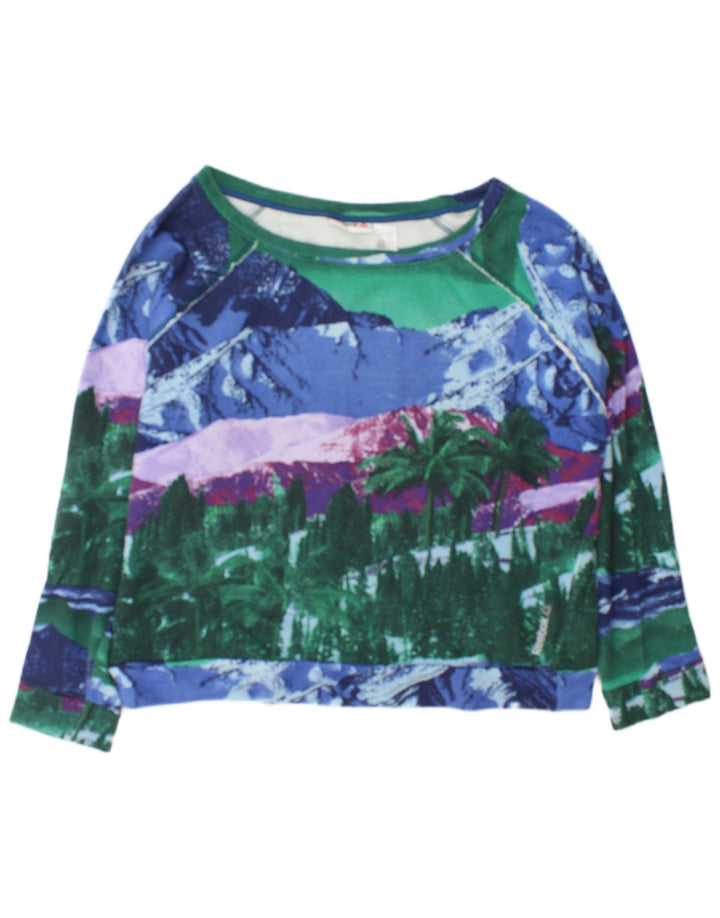 Reebok feminino gráfico moletom jumper UK 16/18 grande multicolorido
