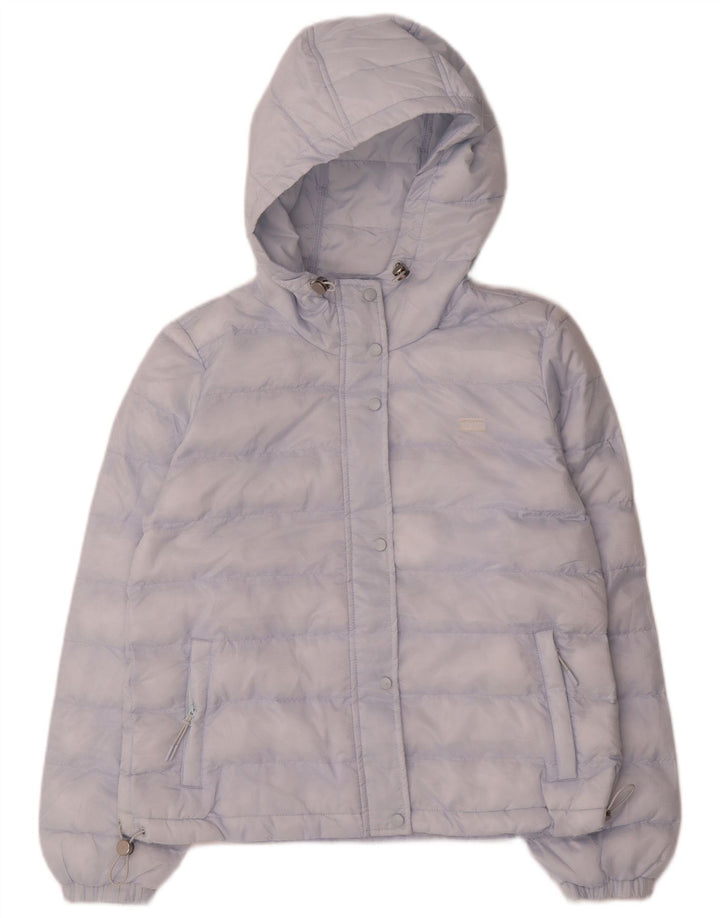 Jaqueta feminina acolchoada com capuz e capuz Levi's UK 6 XS azul poliéster