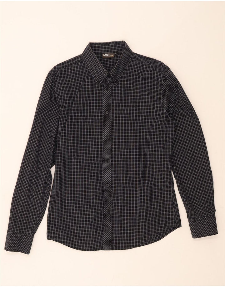 Camisa masculina LEE grande de algodão xadrez preto