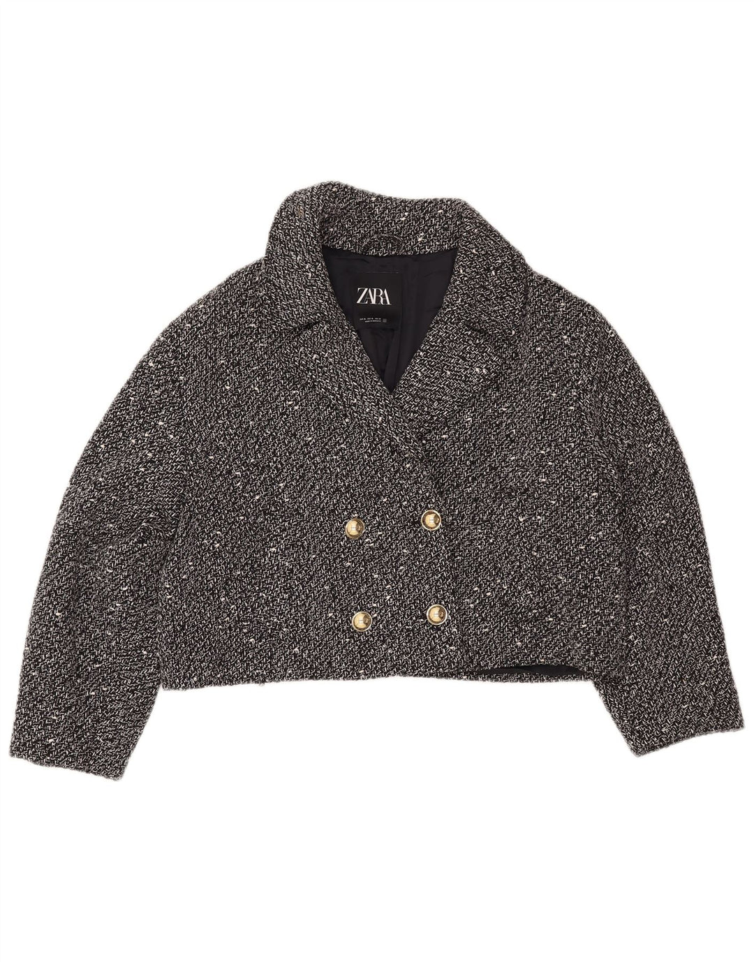 ZARA Jaqueta blazer feminina oversized UK 18 XL preta manchada