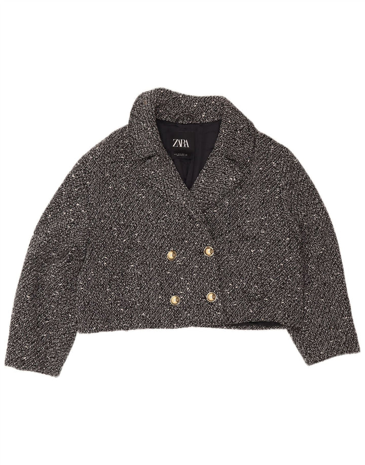 ZARA Jaqueta blazer feminina oversized UK 18 XL preta manchada