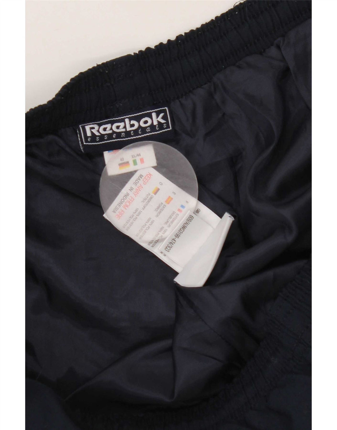 Calça de treino feminina Reebok UK 16 grande poliéster azul marinho