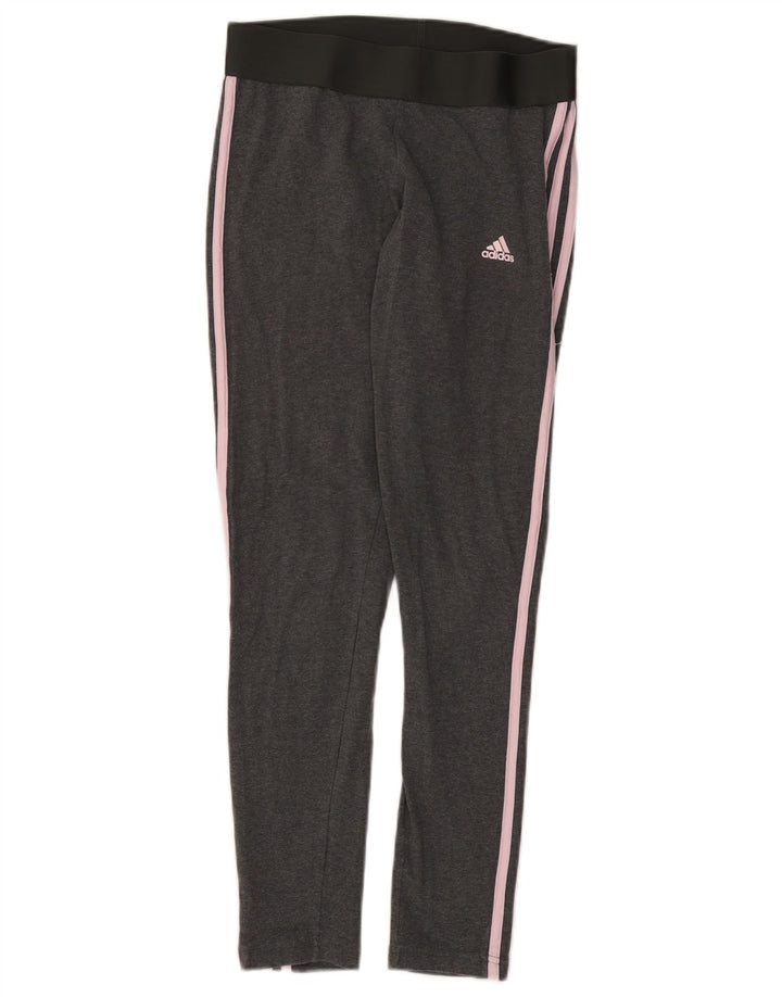 ADIDAS Womens Leggings UK 12/14 Médio Cinza Algodão