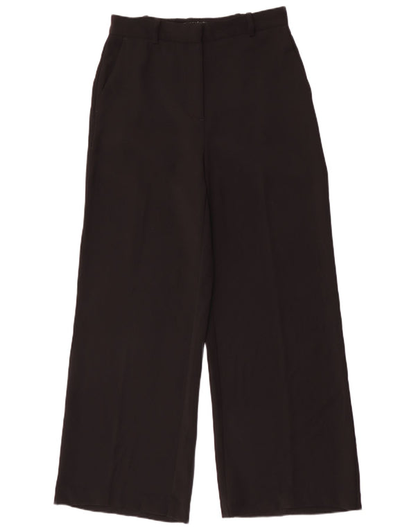 Calça Chino feminina Zara com perna larga médio W28 L29 poliéster preto
