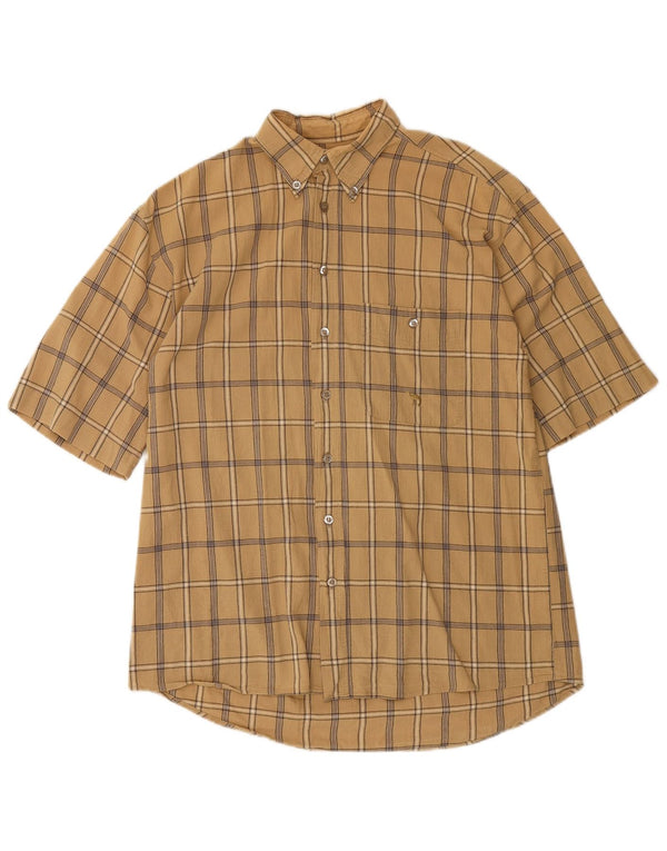 CAMEL Mens Short Sleeve Shirt Small Beige Check