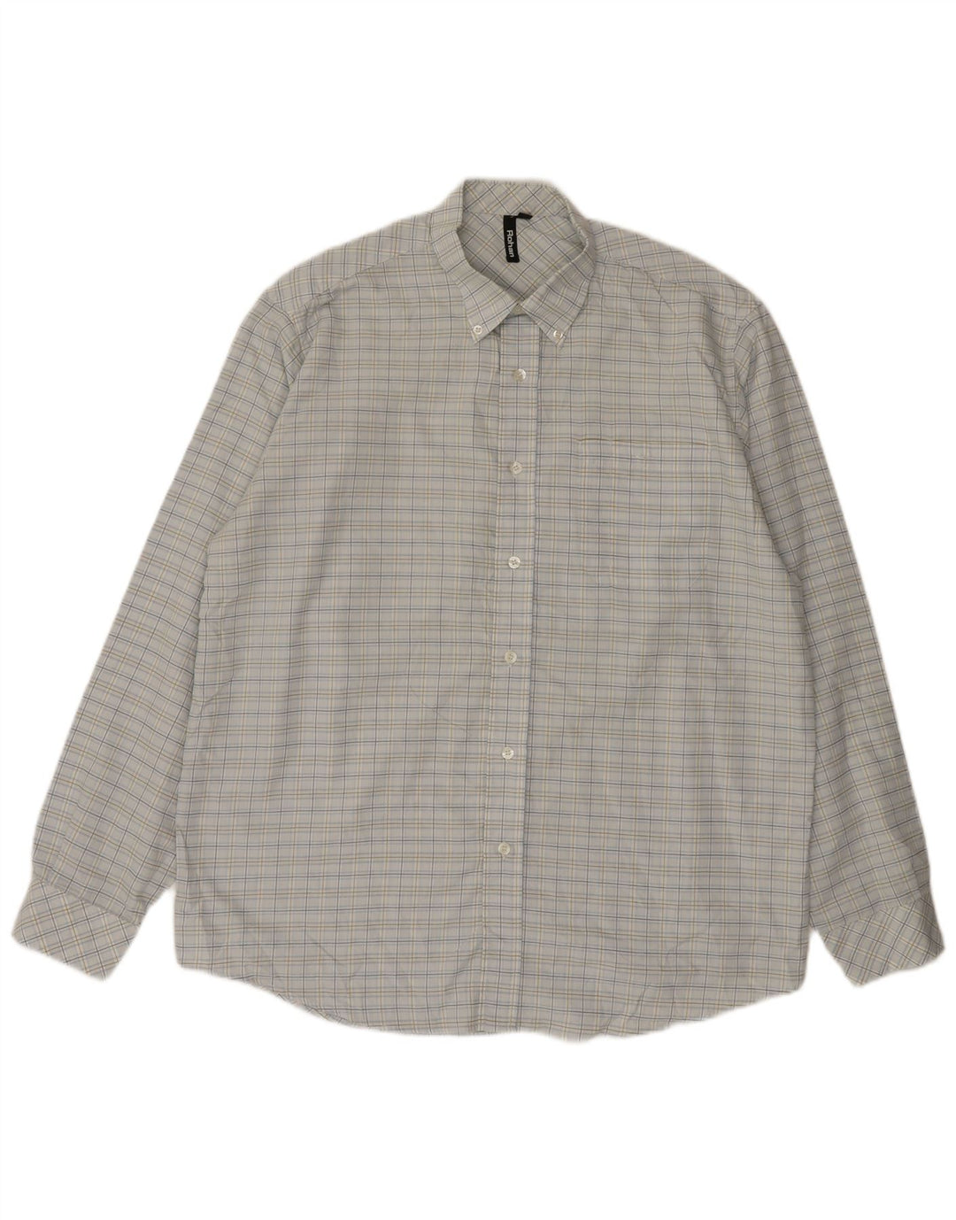Camisa masculina Rohan grande poliéster xadrez azul