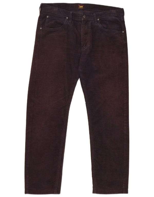 Calça Lee masculina Daren Zip Fly reta de veludo W34 L29 algodão azul marinho