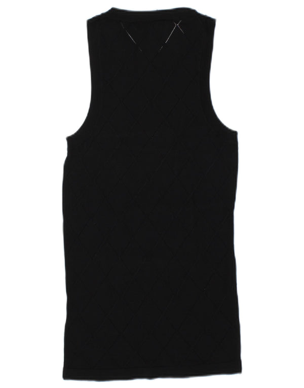 Zara Womens Vest Top UK 12 Médio Preto
