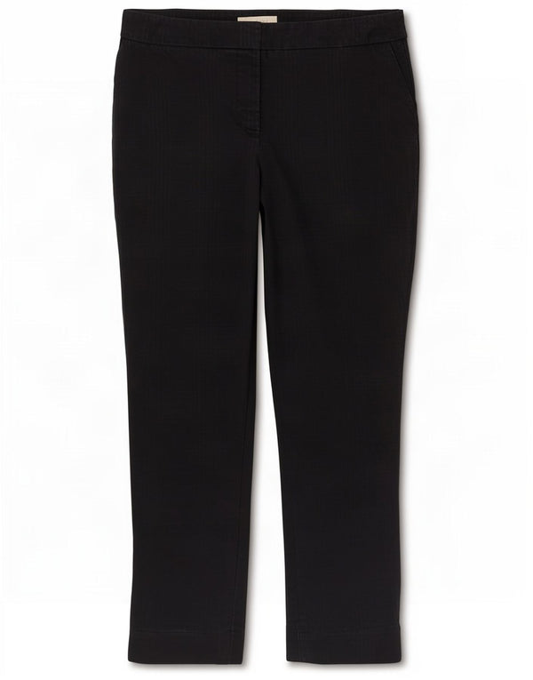 Calça feminina cortada reta Hobbs UK 10 pequena W27 L24 algodão azul marinho