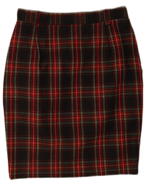 Saia lápis feminina vintage IT 44 médio W28 poliéster xadrez preto