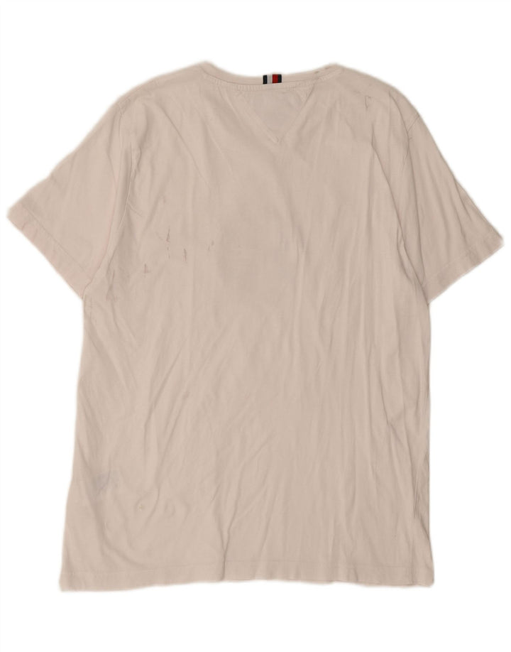 Tommy Hilfiger Camiseta masculina gráfica grande algodão branco