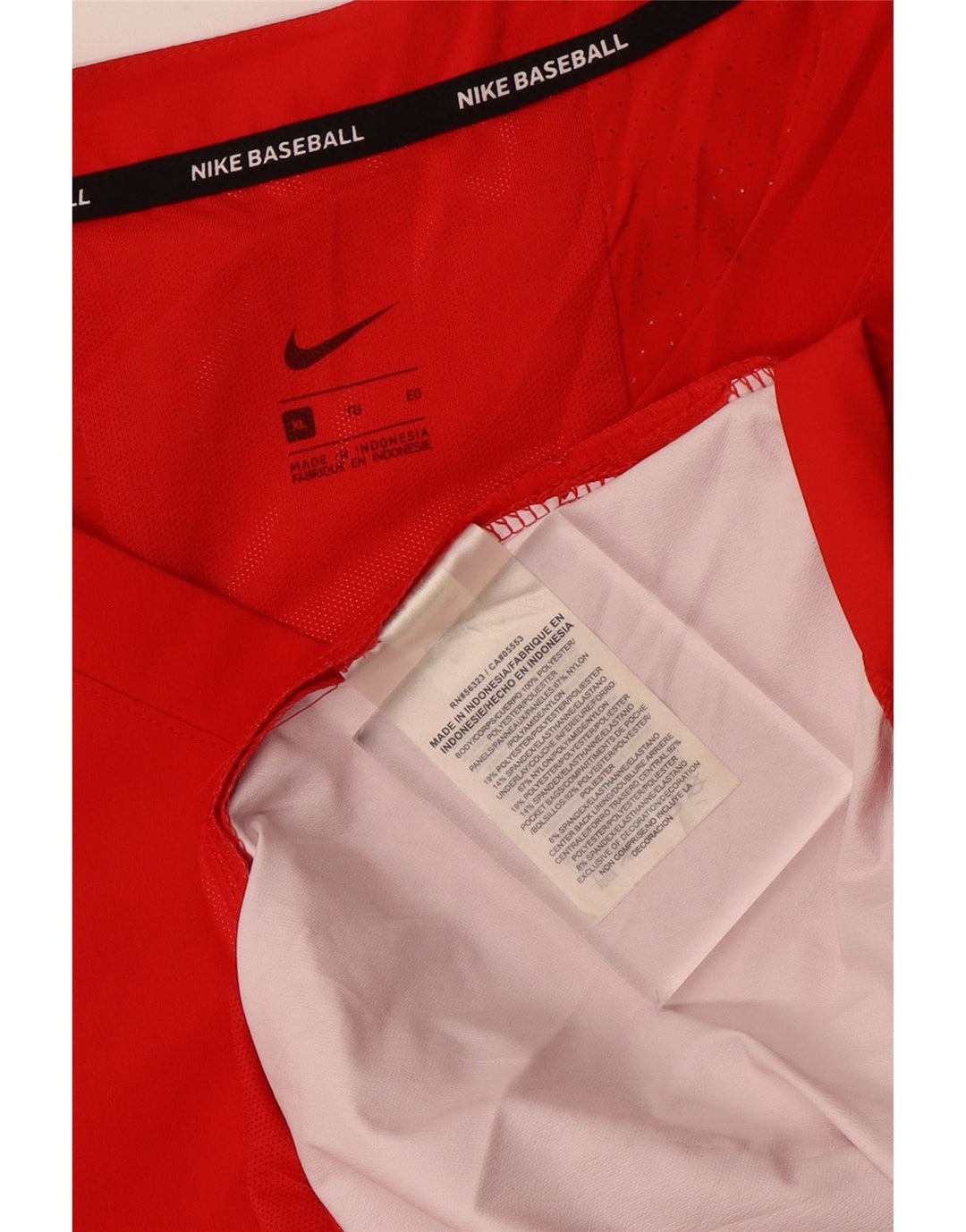 Top de beisebol masculino Nike manga 3/4 XL poliéster vermelho