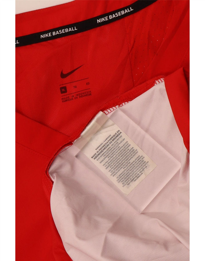 Top de beisebol masculino Nike manga 3/4 XL poliéster vermelho