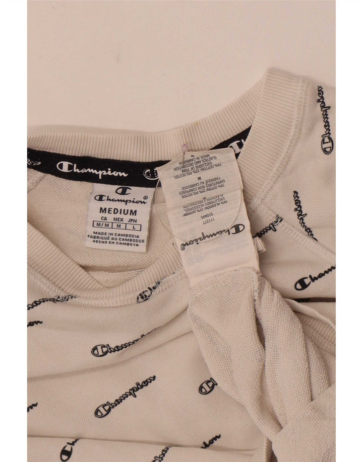 Champion moletom feminino cropped com estampa gráfica UK 14 algodão branco médio