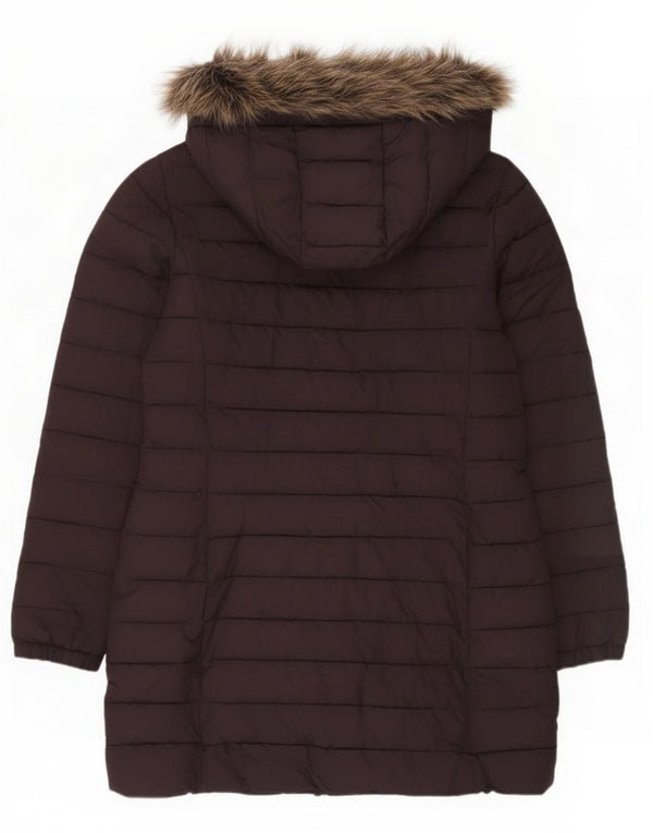 Casaco acolchoado com capuz feminino Superdry UK 12 poliéster médio Borgonha
