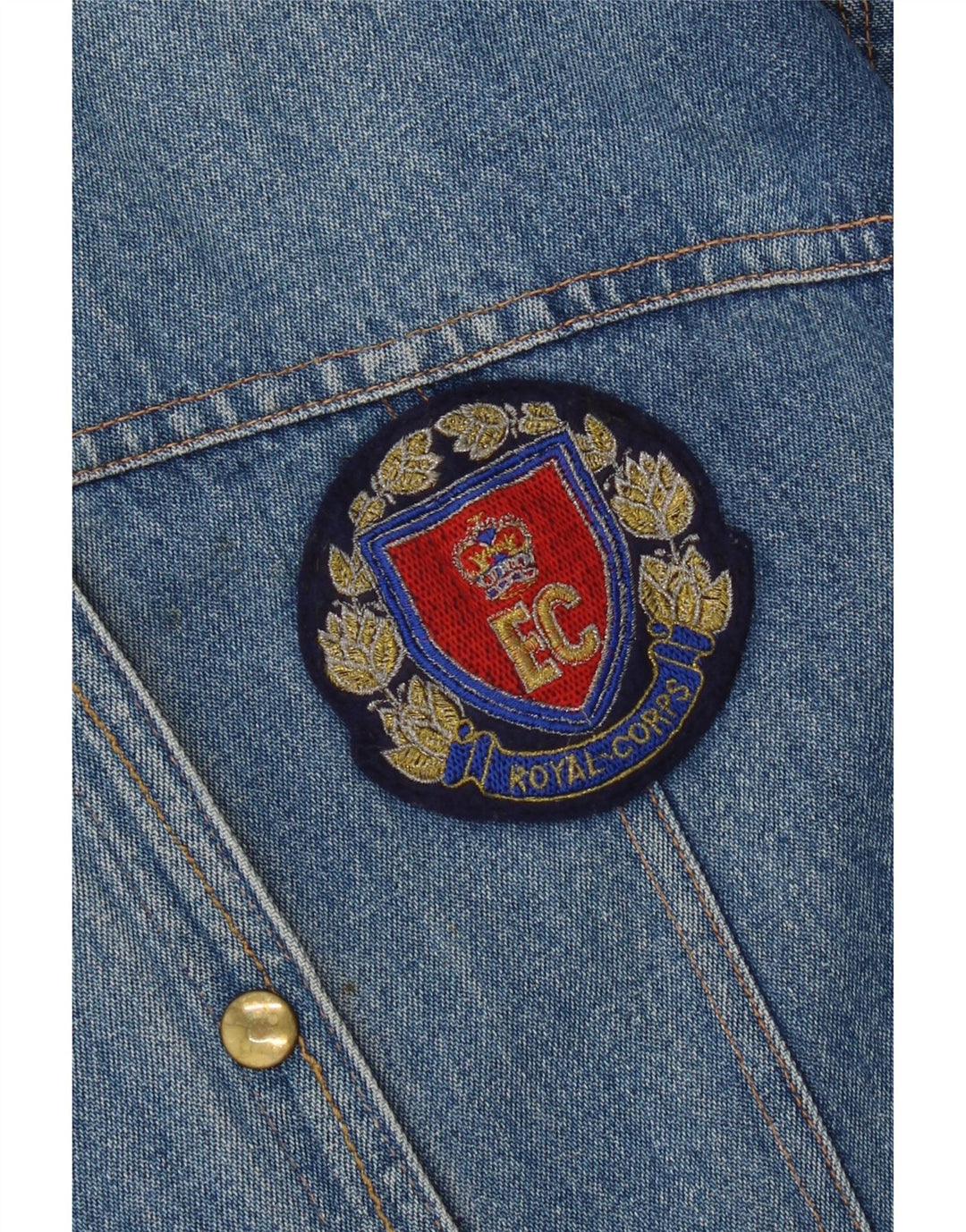 Jaqueta jeans feminina vintage UK 14 azul médio