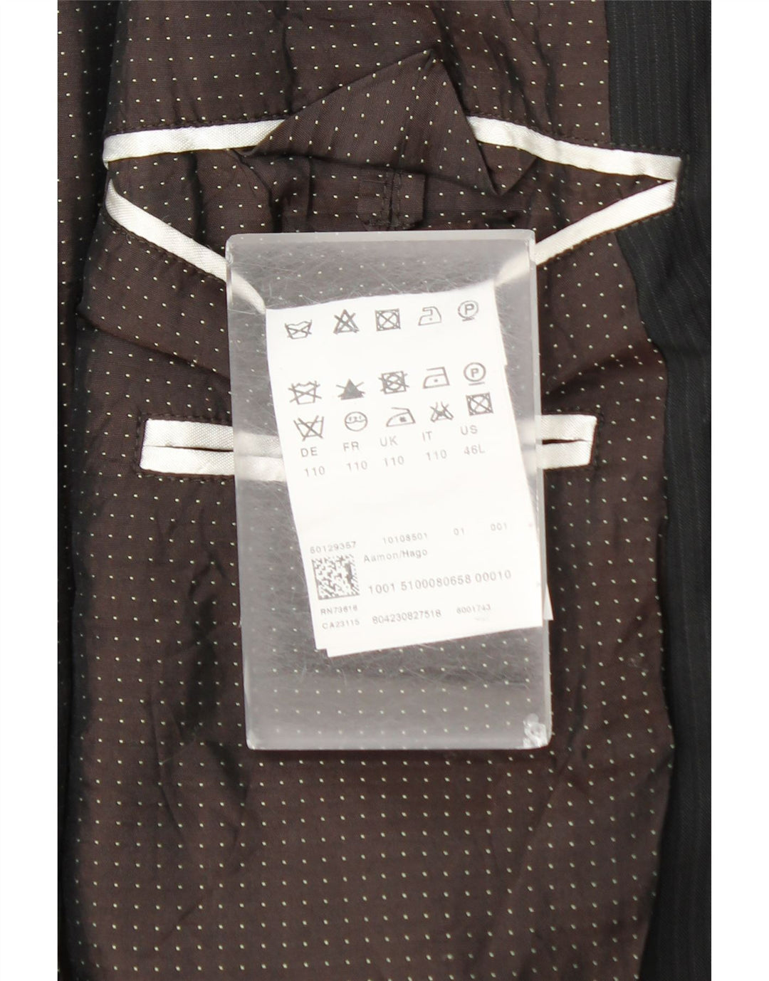 Jaqueta blazer masculina de 2 botões Hugo Boss Reino Unido 44 2XL lã listrada preta