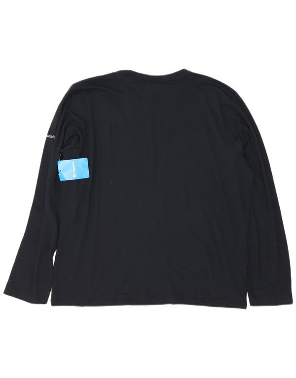 Columbia Mens Graphic Top Manga Longa XL Algodão Preto