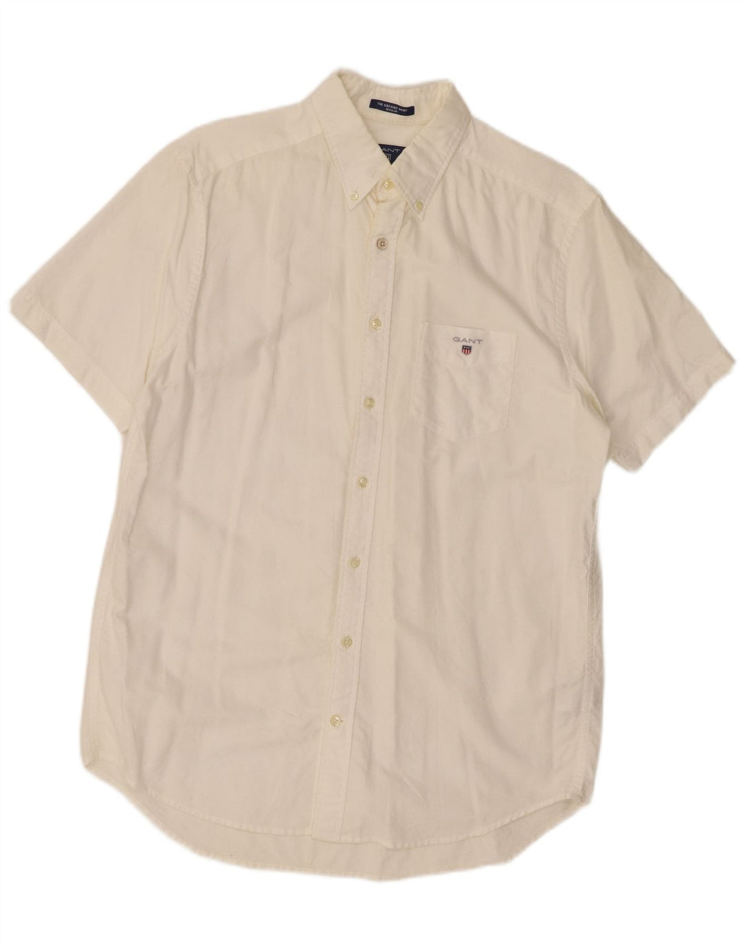 Gant Camisa masculina de manga curta com ajuste regular tamanho 39/40 15 3/4 médio branco