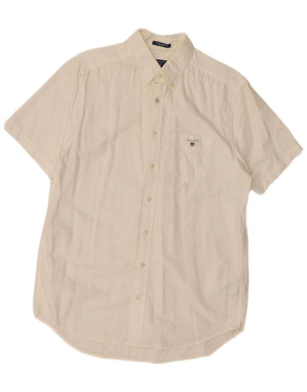 Gant Camisa masculina de manga curta com ajuste regular tamanho 39/40 15 3/4 médio branco