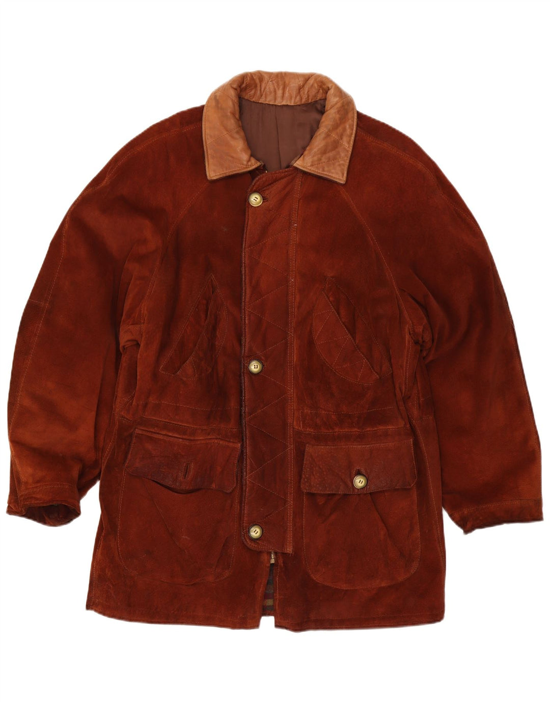 Jaqueta masculina vintage de camurça IT 54 2XL couro marrom