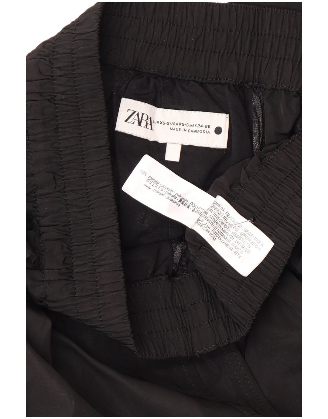 Saia larga feminina Zara XS W30 poliéster preto