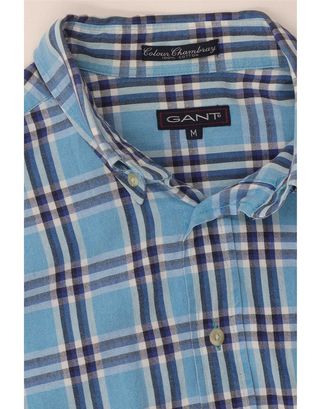 Camisa masculina Gant de algodão xadrez azul médio