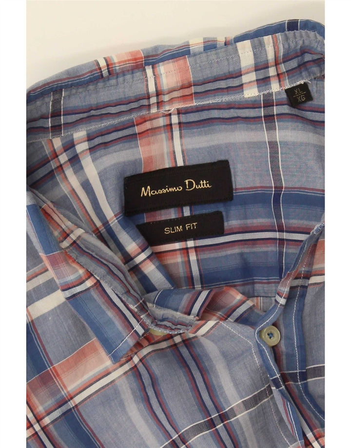Camisa masculina Slim Fit Massimo Dutti XL xadrez azul