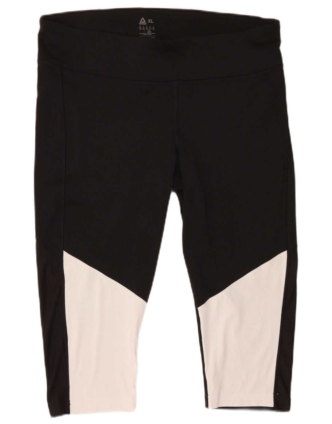 Leggings capri femininos REEBOK Reino Unido 20/22 XL preto colorblock poliéster