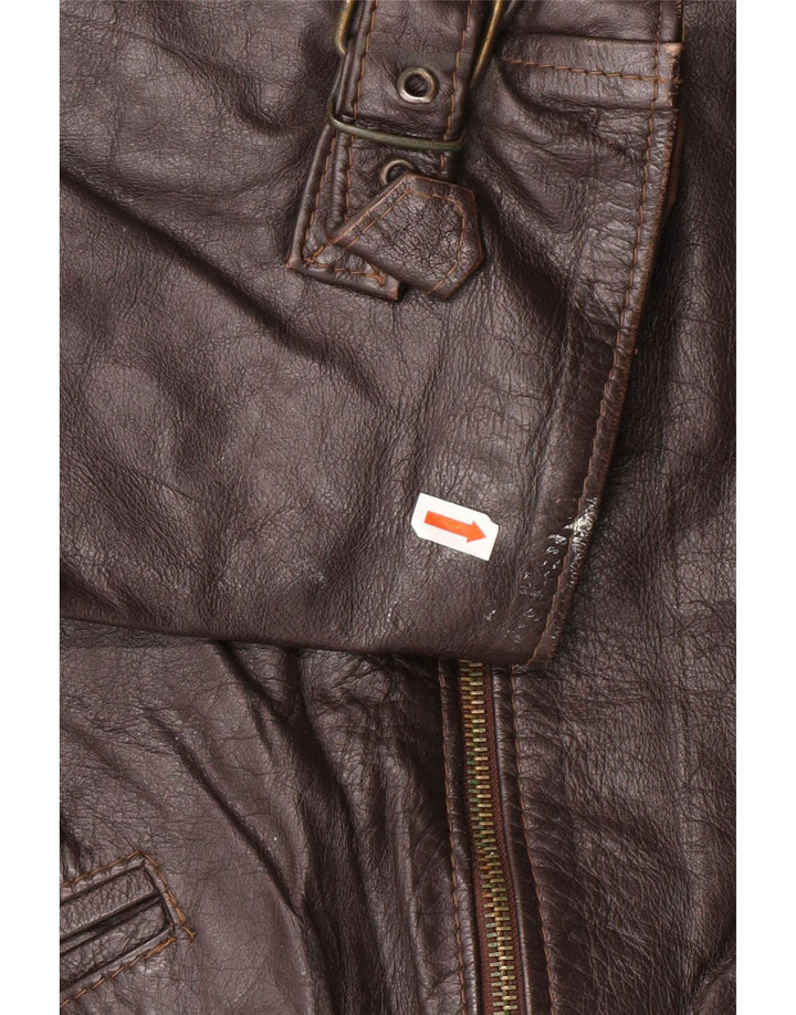Jaqueta de couro masculina VINTAGE UK 42 XL couro marrom