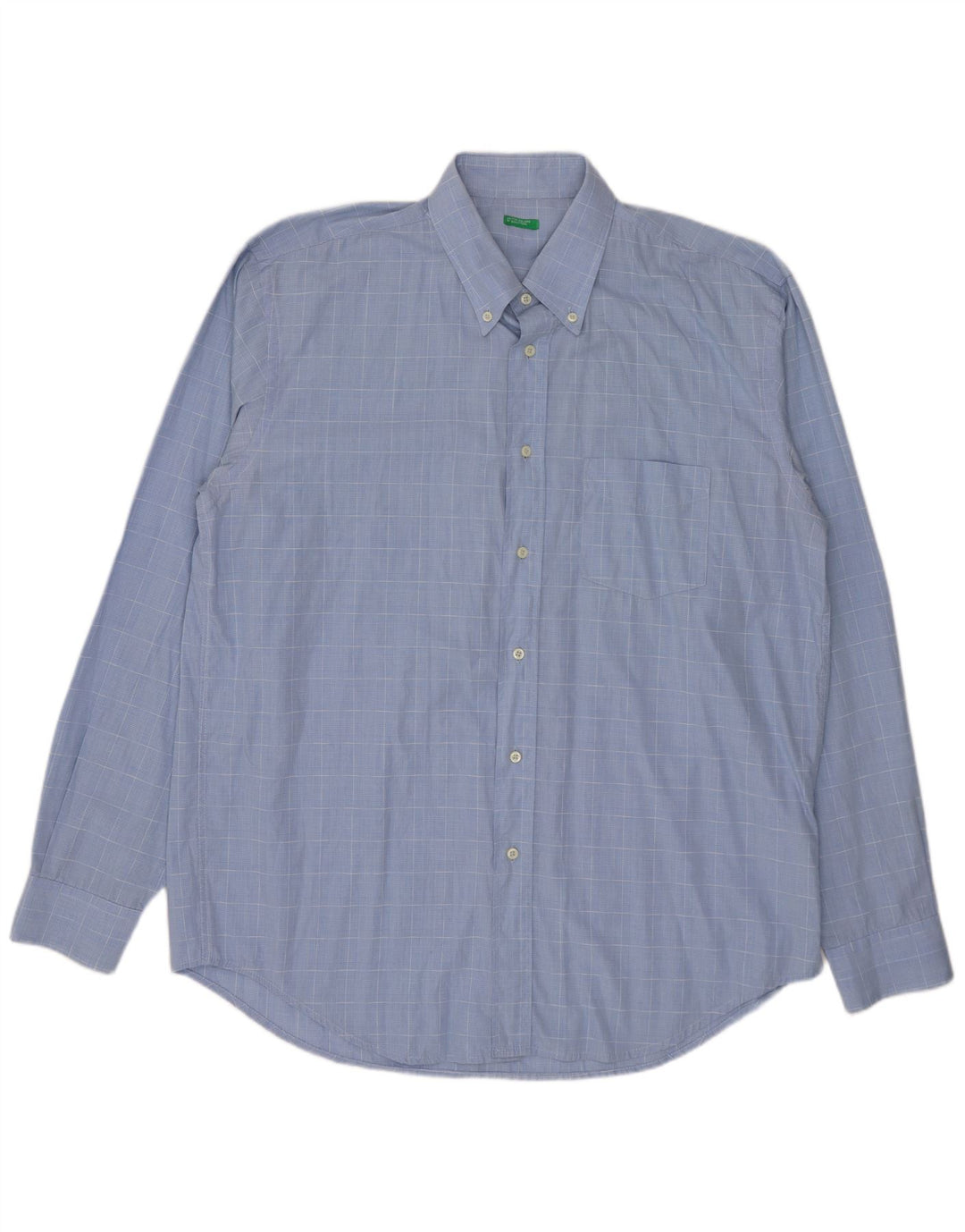 Camisa masculina Benetton grande xadrez azul