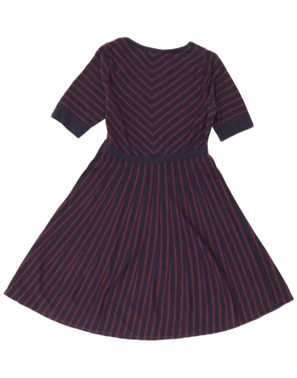 Vestido jumper feminino Boden de manga curta Reino Unido 16 grande lã listrada azul marinho